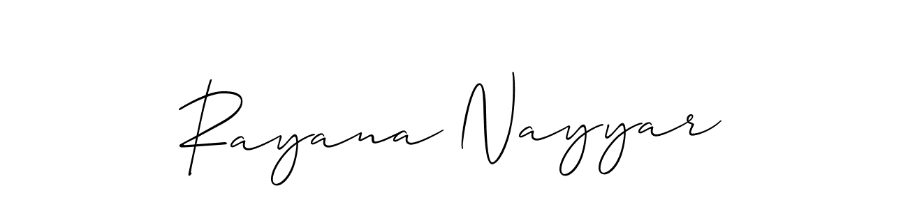 Allison_Script is a professional signature style that is perfect for those who want to add a touch of class to their signature. It is also a great choice for those who want to make their signature more unique. Get Rayana Nayyar name to fancy signature for free. Rayana Nayyar signature style 2 images and pictures png