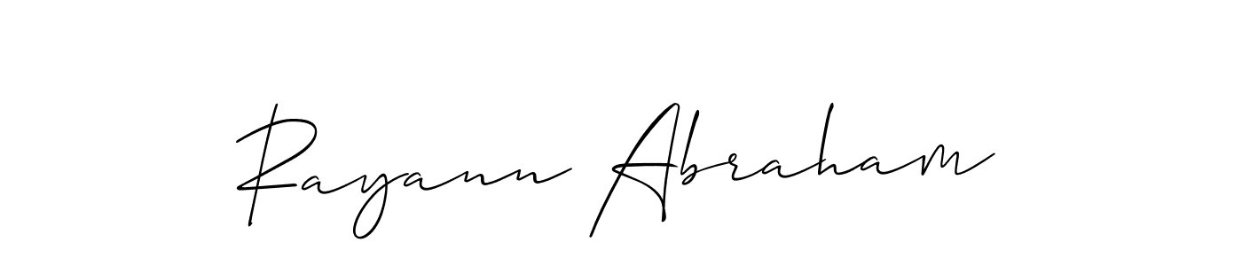 Make a short Rayann Abraham signature style. Manage your documents anywhere anytime using Allison_Script. Create and add eSignatures, submit forms, share and send files easily. Rayann Abraham signature style 2 images and pictures png