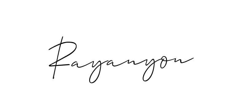 How to make Rayanyon name signature. Use Allison_Script style for creating short signs online. This is the latest handwritten sign. Rayanyon signature style 2 images and pictures png