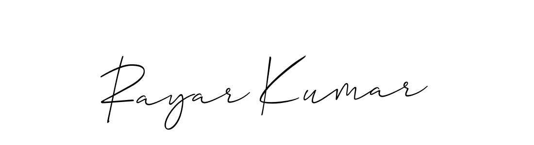 Also You can easily find your signature by using the search form. We will create Rayar Kumar name handwritten signature images for you free of cost using Allison_Script sign style. Rayar Kumar signature style 2 images and pictures png