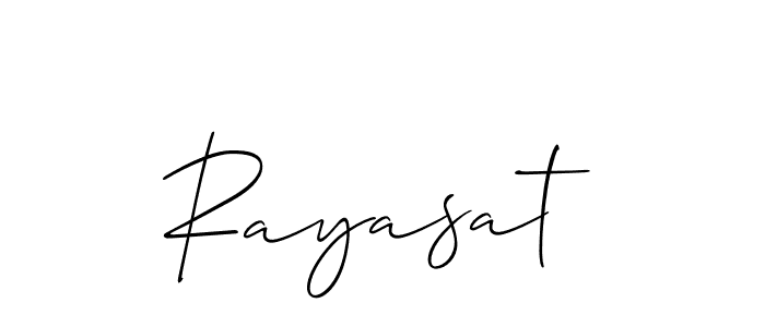 Use a signature maker to create a handwritten signature online. With this signature software, you can design (Allison_Script) your own signature for name Rayasat. Rayasat signature style 2 images and pictures png