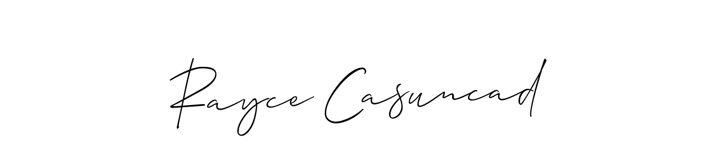 Design your own signature with our free online signature maker. With this signature software, you can create a handwritten (Allison_Script) signature for name Rayce Casuncad. Rayce Casuncad signature style 2 images and pictures png