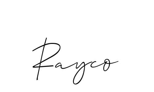 Use a signature maker to create a handwritten signature online. With this signature software, you can design (Allison_Script) your own signature for name Rayco. Rayco signature style 2 images and pictures png