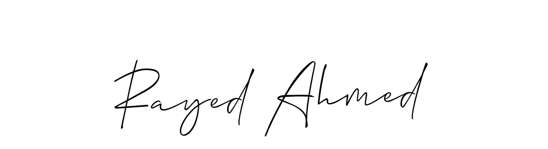 Also You can easily find your signature by using the search form. We will create Rayed Ahmed name handwritten signature images for you free of cost using Allison_Script sign style. Rayed Ahmed signature style 2 images and pictures png