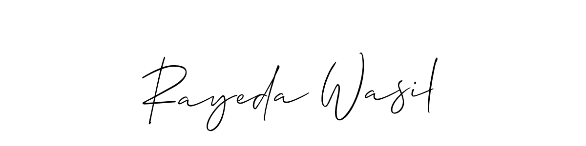 You should practise on your own different ways (Allison_Script) to write your name (Rayeda Wasil) in signature. don't let someone else do it for you. Rayeda Wasil signature style 2 images and pictures png