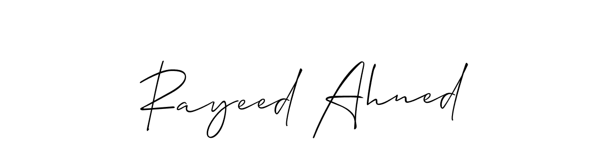 Use a signature maker to create a handwritten signature online. With this signature software, you can design (Allison_Script) your own signature for name Rayeed Ahned. Rayeed Ahned signature style 2 images and pictures png