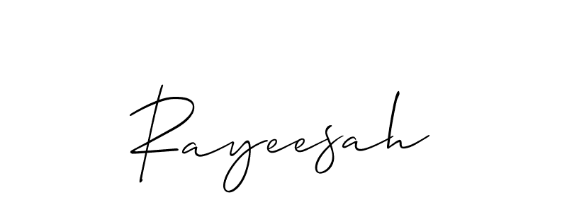 Create a beautiful signature design for name Rayeesah. With this signature (Allison_Script) fonts, you can make a handwritten signature for free. Rayeesah signature style 2 images and pictures png