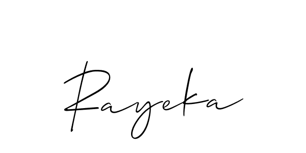 It looks lik you need a new signature style for name Rayeka. Design unique handwritten (Allison_Script) signature with our free signature maker in just a few clicks. Rayeka signature style 2 images and pictures png