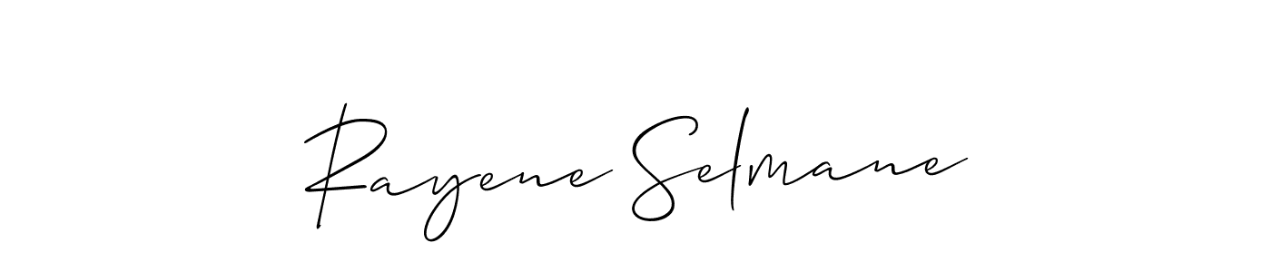 Use a signature maker to create a handwritten signature online. With this signature software, you can design (Allison_Script) your own signature for name Rayene Selmane. Rayene Selmane signature style 2 images and pictures png