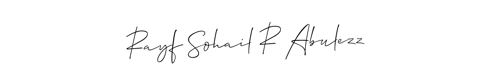 Create a beautiful signature design for name Rayf Sohail R Abulezz. With this signature (Allison_Script) fonts, you can make a handwritten signature for free. Rayf Sohail R Abulezz signature style 2 images and pictures png