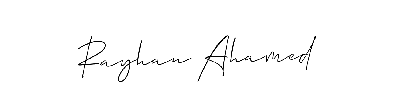 How to make Rayhan Ahamed name signature. Use Allison_Script style for creating short signs online. This is the latest handwritten sign. Rayhan Ahamed signature style 2 images and pictures png