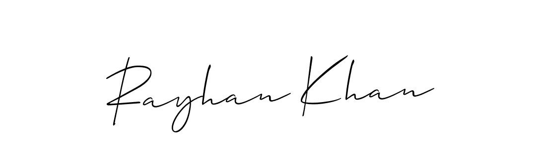 How to make Rayhan Khan name signature. Use Allison_Script style for creating short signs online. This is the latest handwritten sign. Rayhan Khan signature style 2 images and pictures png