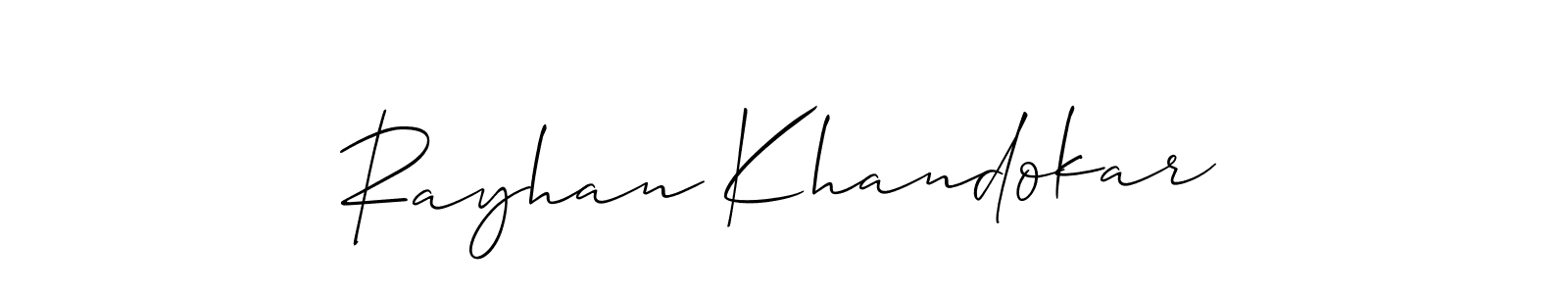 Also You can easily find your signature by using the search form. We will create Rayhan Khandokar name handwritten signature images for you free of cost using Allison_Script sign style. Rayhan Khandokar signature style 2 images and pictures png