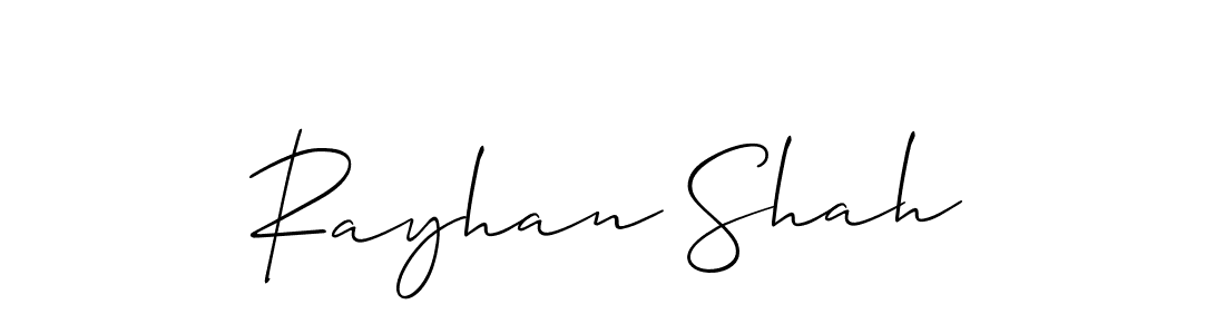 Make a beautiful signature design for name Rayhan Shah. With this signature (Allison_Script) style, you can create a handwritten signature for free. Rayhan Shah signature style 2 images and pictures png