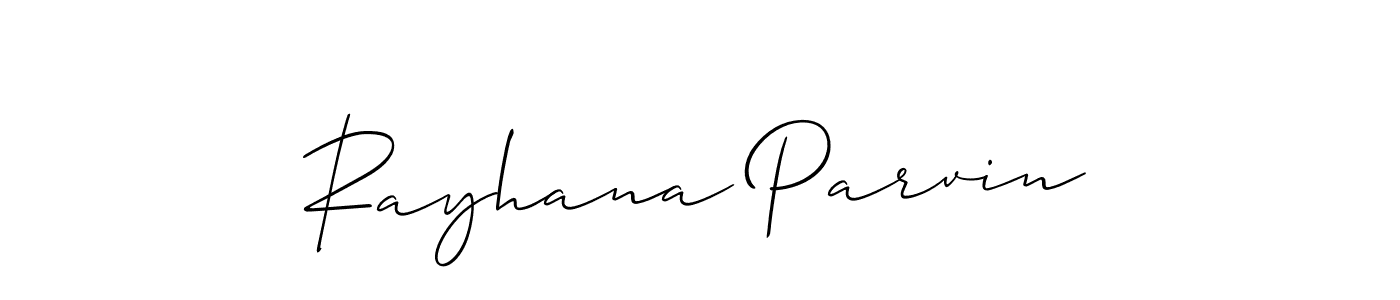 How to make Rayhana Parvin name signature. Use Allison_Script style for creating short signs online. This is the latest handwritten sign. Rayhana Parvin signature style 2 images and pictures png