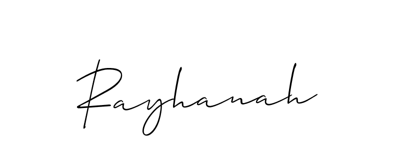 Use a signature maker to create a handwritten signature online. With this signature software, you can design (Allison_Script) your own signature for name Rayhanah. Rayhanah signature style 2 images and pictures png