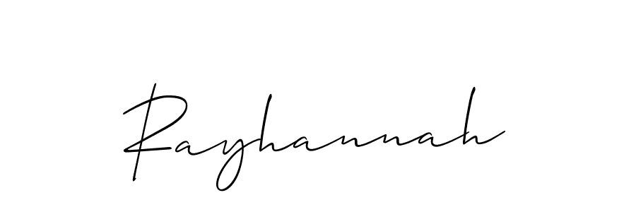 Allison_Script is a professional signature style that is perfect for those who want to add a touch of class to their signature. It is also a great choice for those who want to make their signature more unique. Get Rayhannah name to fancy signature for free. Rayhannah signature style 2 images and pictures png