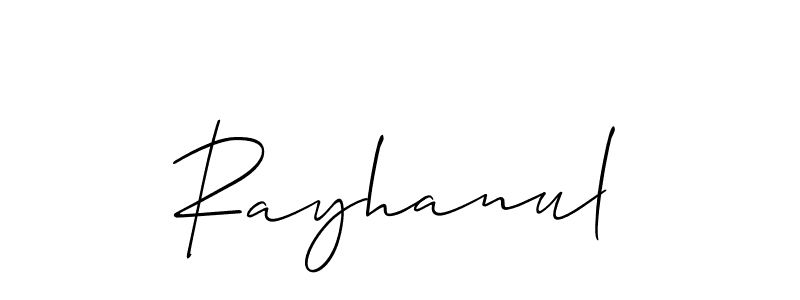 How to make Rayhanul signature? Allison_Script is a professional autograph style. Create handwritten signature for Rayhanul name. Rayhanul signature style 2 images and pictures png