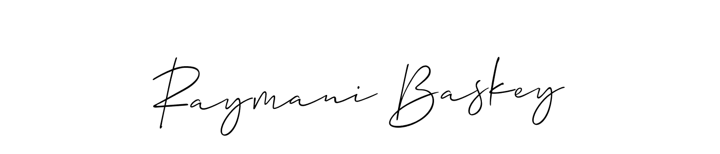 Design your own signature with our free online signature maker. With this signature software, you can create a handwritten (Allison_Script) signature for name Raymani Baskey. Raymani Baskey signature style 2 images and pictures png