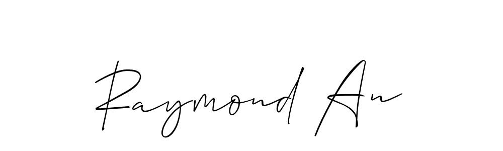 Use a signature maker to create a handwritten signature online. With this signature software, you can design (Allison_Script) your own signature for name Raymond An. Raymond An signature style 2 images and pictures png