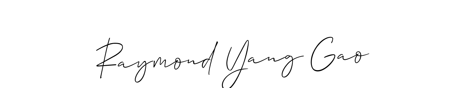 Allison_Script is a professional signature style that is perfect for those who want to add a touch of class to their signature. It is also a great choice for those who want to make their signature more unique. Get Raymond Yang Gao name to fancy signature for free. Raymond Yang Gao signature style 2 images and pictures png