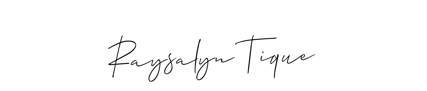 Design your own signature with our free online signature maker. With this signature software, you can create a handwritten (Allison_Script) signature for name Raysalyn Tique. Raysalyn Tique signature style 2 images and pictures png