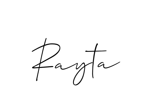 It looks lik you need a new signature style for name Rayta. Design unique handwritten (Allison_Script) signature with our free signature maker in just a few clicks. Rayta signature style 2 images and pictures png