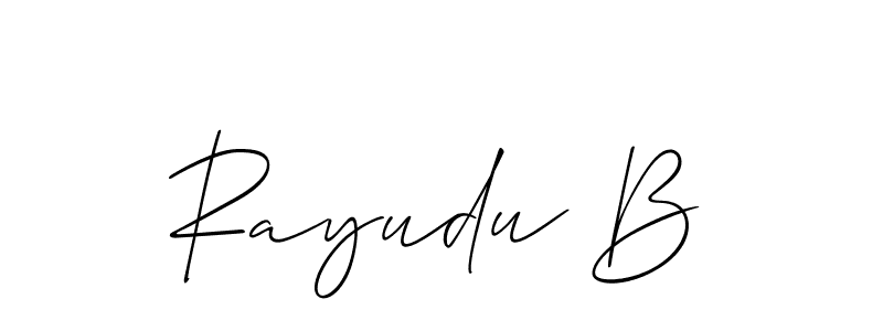 This is the best signature style for the Rayudu B name. Also you like these signature font (Allison_Script). Mix name signature. Rayudu B signature style 2 images and pictures png