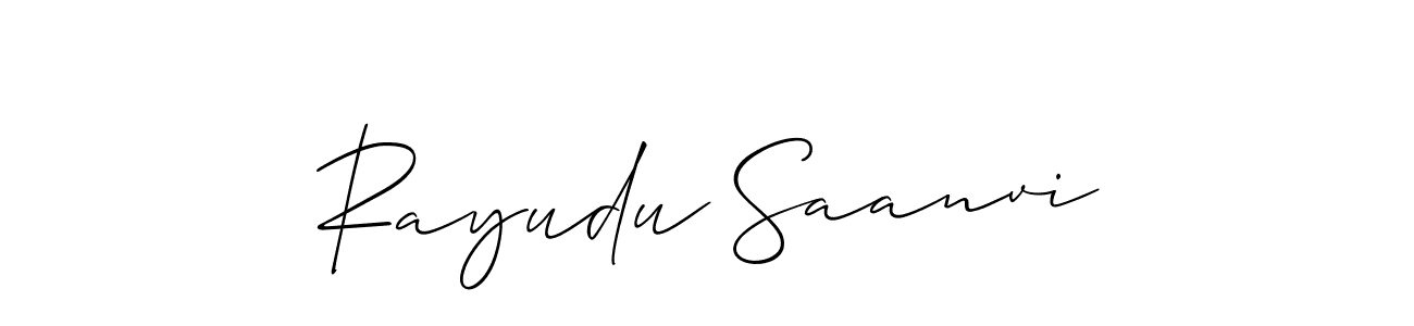 How to make Rayudu Saanvi name signature. Use Allison_Script style for creating short signs online. This is the latest handwritten sign. Rayudu Saanvi signature style 2 images and pictures png
