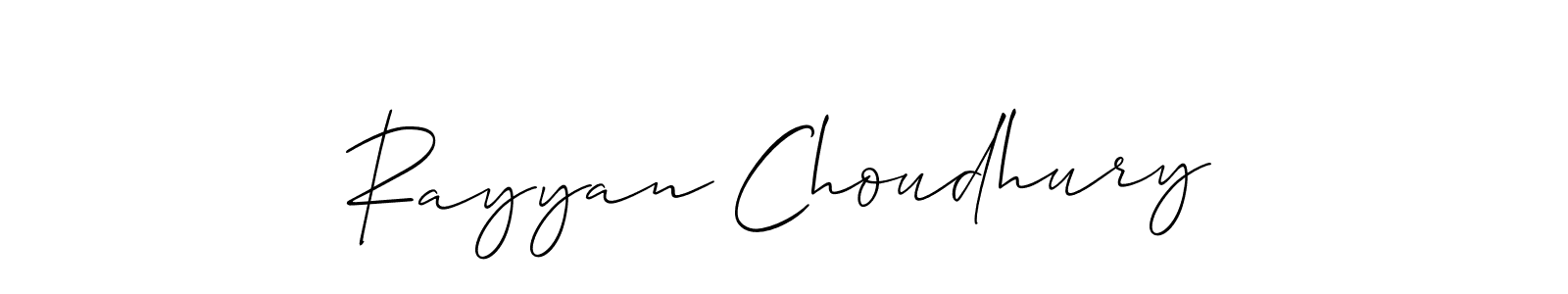 How to make Rayyan Choudhury signature? Allison_Script is a professional autograph style. Create handwritten signature for Rayyan Choudhury name. Rayyan Choudhury signature style 2 images and pictures png