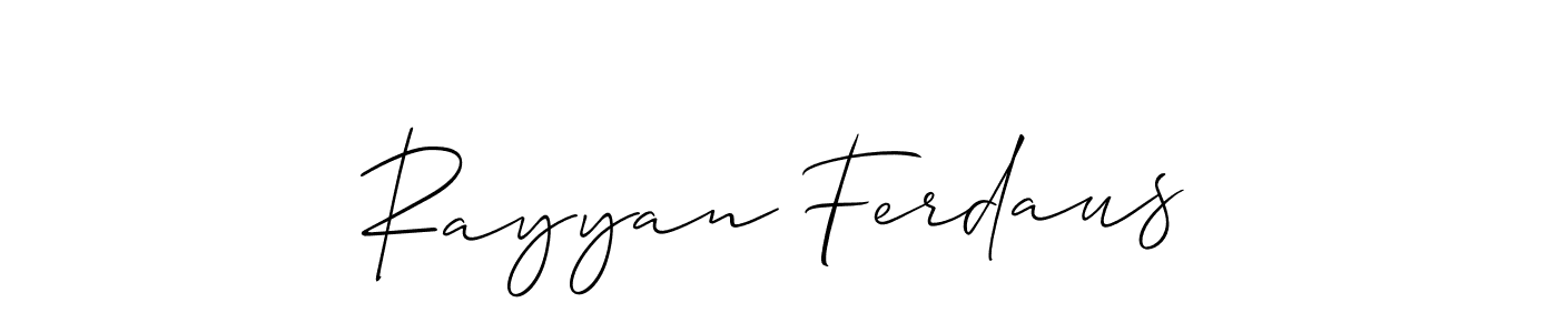 Make a short Rayyan Ferdaus signature style. Manage your documents anywhere anytime using Allison_Script. Create and add eSignatures, submit forms, share and send files easily. Rayyan Ferdaus signature style 2 images and pictures png