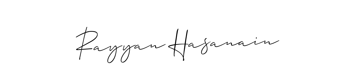 You should practise on your own different ways (Allison_Script) to write your name (Rayyan Hasanain) in signature. don't let someone else do it for you. Rayyan Hasanain signature style 2 images and pictures png