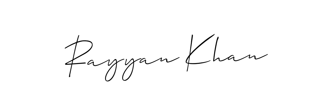 Design your own signature with our free online signature maker. With this signature software, you can create a handwritten (Allison_Script) signature for name Rayyan Khan. Rayyan Khan signature style 2 images and pictures png