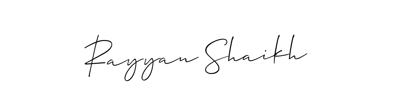 Create a beautiful signature design for name Rayyan Shaikh. With this signature (Allison_Script) fonts, you can make a handwritten signature for free. Rayyan Shaikh signature style 2 images and pictures png