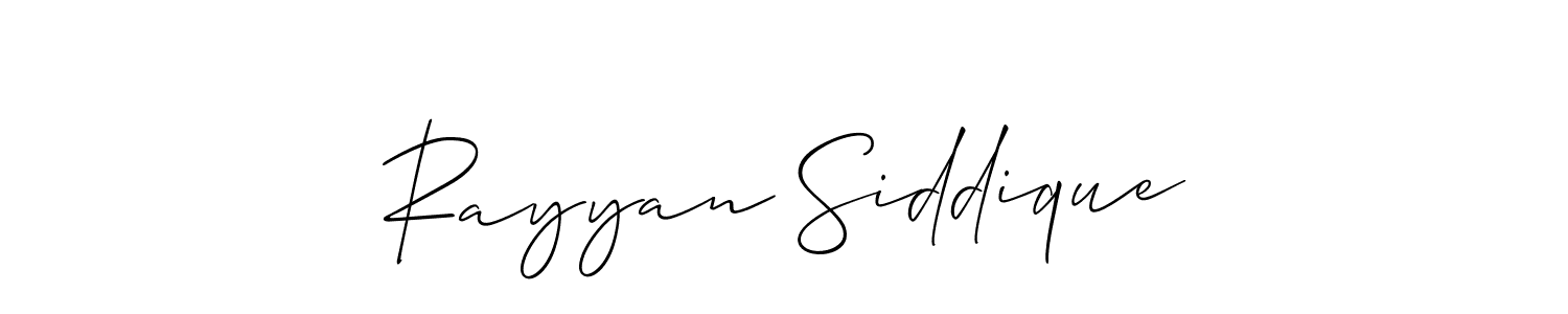 Make a beautiful signature design for name Rayyan Siddique. With this signature (Allison_Script) style, you can create a handwritten signature for free. Rayyan Siddique signature style 2 images and pictures png