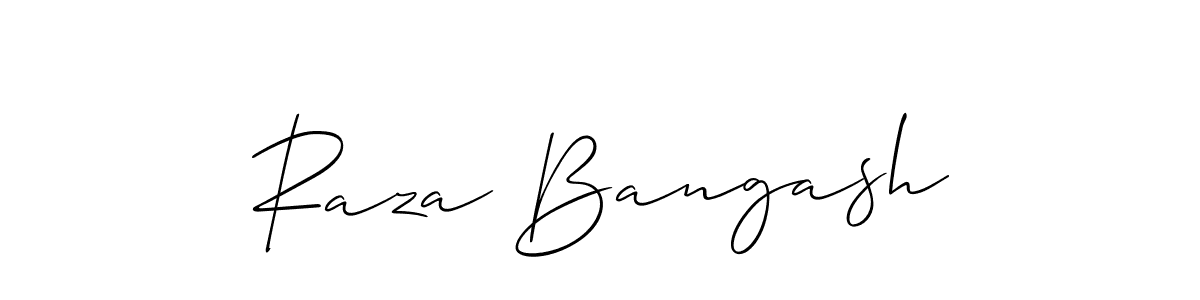 Allison_Script is a professional signature style that is perfect for those who want to add a touch of class to their signature. It is also a great choice for those who want to make their signature more unique. Get Raza Bangash name to fancy signature for free. Raza Bangash signature style 2 images and pictures png