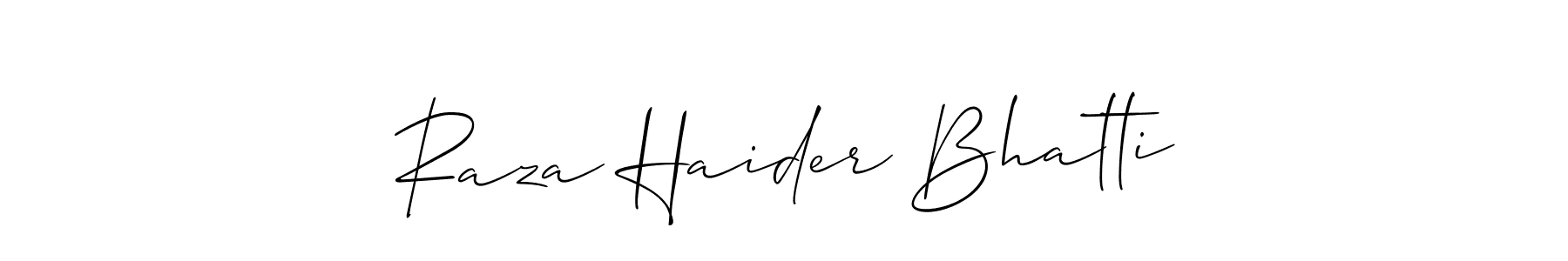if you are searching for the best signature style for your name Raza Haider Bhatti. so please give up your signature search. here we have designed multiple signature styles  using Allison_Script. Raza Haider Bhatti signature style 2 images and pictures png
