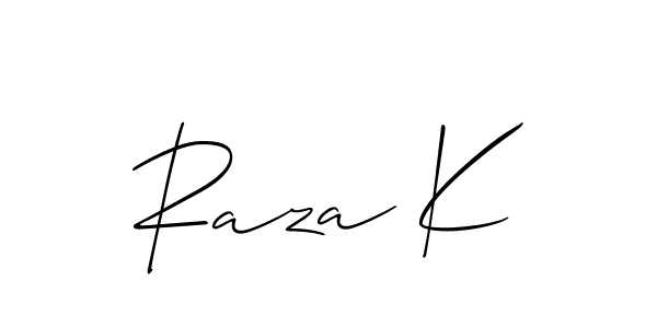 Design your own signature with our free online signature maker. With this signature software, you can create a handwritten (Allison_Script) signature for name Raza K. Raza K signature style 2 images and pictures png