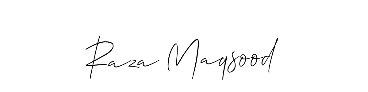 Create a beautiful signature design for name Raza Maqsood. With this signature (Allison_Script) fonts, you can make a handwritten signature for free. Raza Maqsood signature style 2 images and pictures png