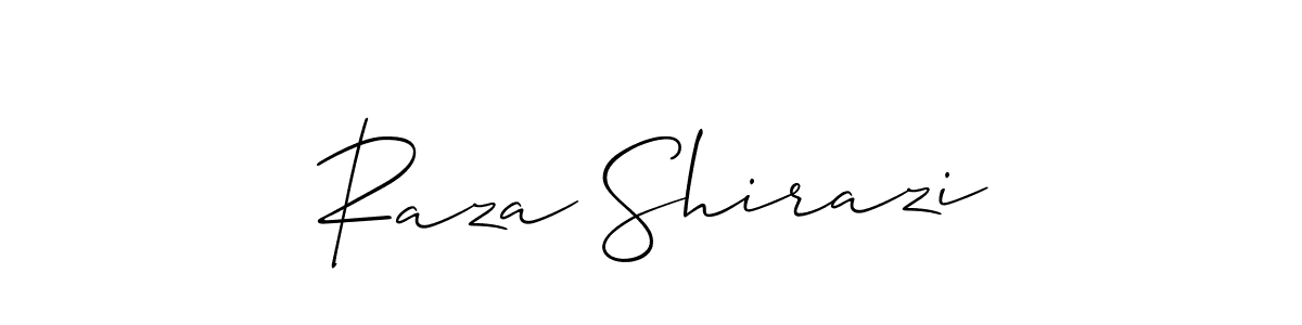 How to Draw Raza Shirazi signature style? Allison_Script is a latest design signature styles for name Raza Shirazi. Raza Shirazi signature style 2 images and pictures png