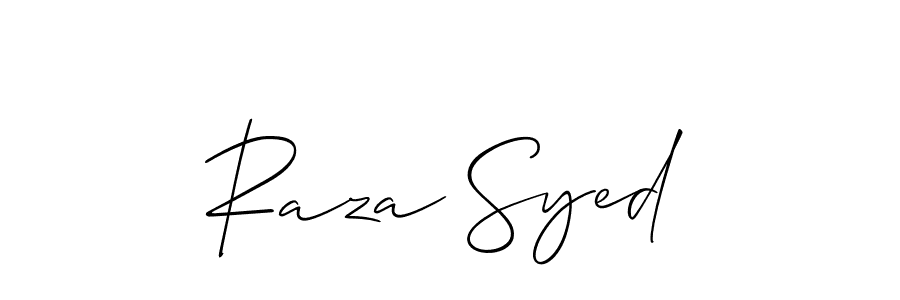 How to make Raza Syed name signature. Use Allison_Script style for creating short signs online. This is the latest handwritten sign. Raza Syed signature style 2 images and pictures png