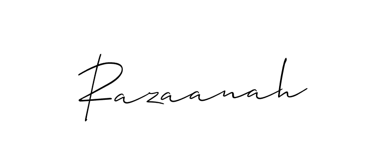 Create a beautiful signature design for name Razaanah. With this signature (Allison_Script) fonts, you can make a handwritten signature for free. Razaanah signature style 2 images and pictures png