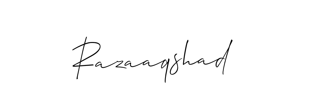 The best way (Allison_Script) to make a short signature is to pick only two or three words in your name. The name Razaaqshad include a total of six letters. For converting this name. Razaaqshad signature style 2 images and pictures png