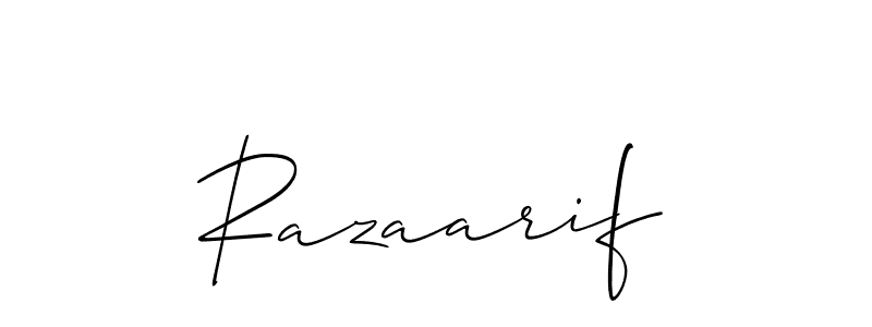 You should practise on your own different ways (Allison_Script) to write your name (Razaarif) in signature. don't let someone else do it for you. Razaarif signature style 2 images and pictures png