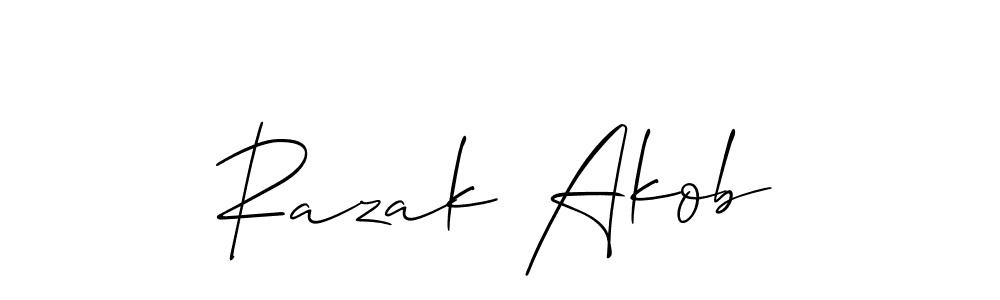 The best way (Allison_Script) to make a short signature is to pick only two or three words in your name. The name Razak Akob include a total of six letters. For converting this name. Razak Akob signature style 2 images and pictures png