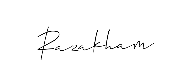 Also we have Razakham name is the best signature style. Create professional handwritten signature collection using Allison_Script autograph style. Razakham signature style 2 images and pictures png