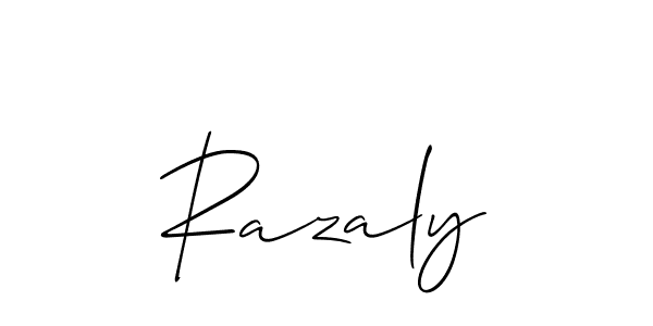You can use this online signature creator to create a handwritten signature for the name Razaly. This is the best online autograph maker. Razaly signature style 2 images and pictures png