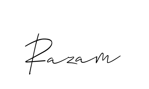It looks lik you need a new signature style for name Razam. Design unique handwritten (Allison_Script) signature with our free signature maker in just a few clicks. Razam signature style 2 images and pictures png