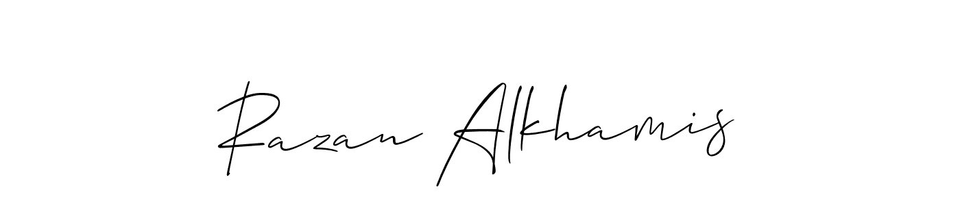 You should practise on your own different ways (Allison_Script) to write your name (Razan Alkhamis) in signature. don't let someone else do it for you. Razan Alkhamis signature style 2 images and pictures png