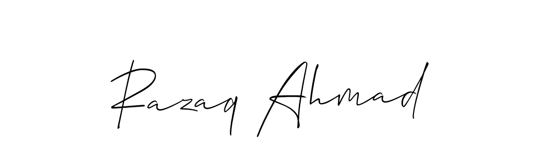 You should practise on your own different ways (Allison_Script) to write your name (Razaq Ahmad) in signature. don't let someone else do it for you. Razaq Ahmad signature style 2 images and pictures png